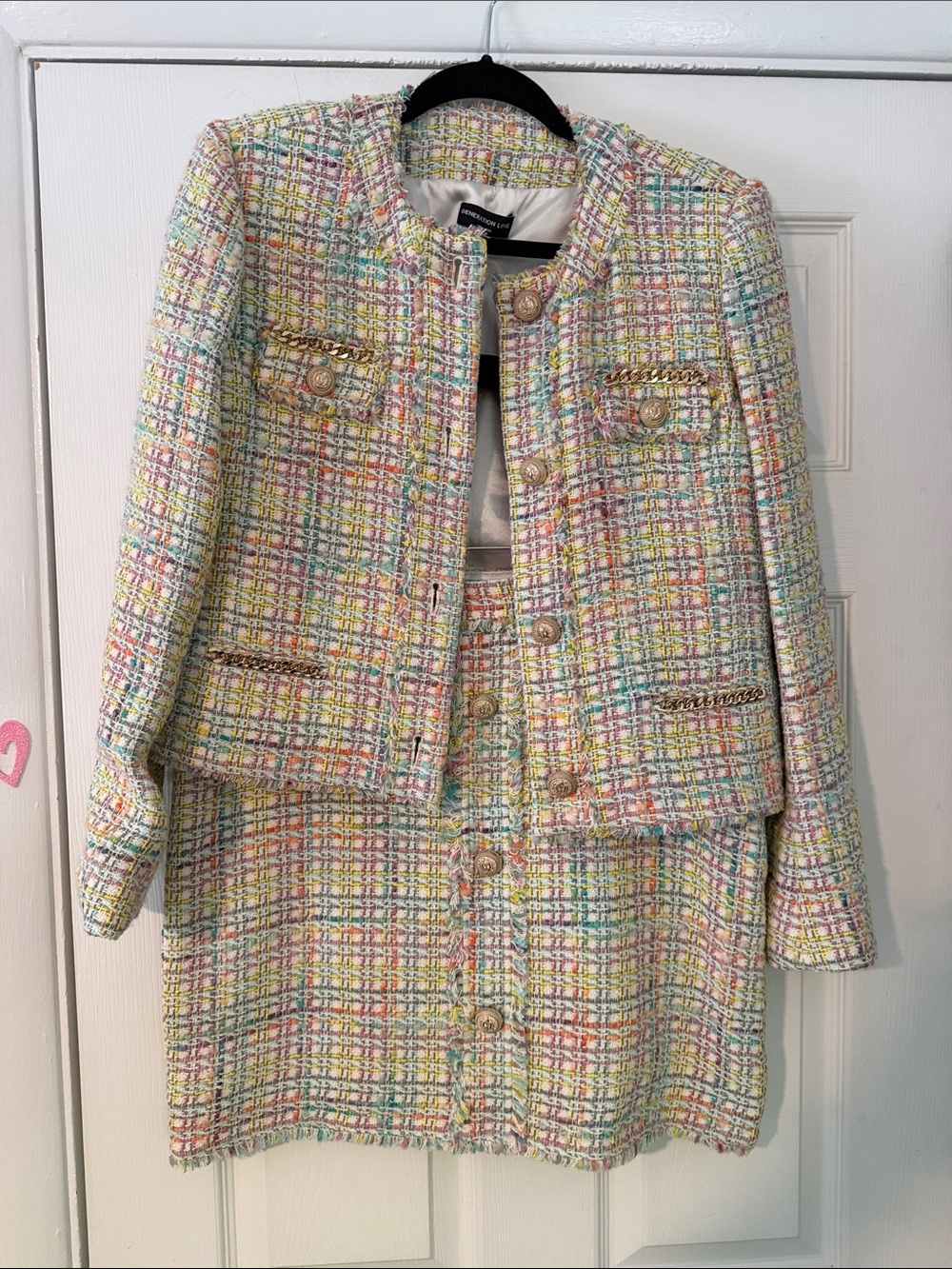 Generation Love Pastel Multicolor Tweed Blazer and Skirt Set